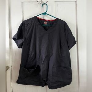 Dickies Grey V-Neck Short Sleeve Scrub Shirt